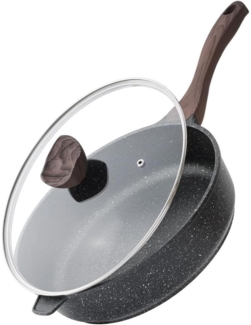 Tiefe Bratpfanne mit Deckel 26 cm Granitbeschichtung Induktion PFOA-frei