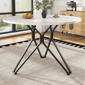 STILVORA Essgruppe 100×100×76cm Runder Küchentisch mit MDF-Marmor für 4 Personen, (Runder Esstisch 100 x 100 x 76 cm – Moderne MDF-Marmorplatte, Metallbeine, verstellbare Füße für Stabilität – Perfekt für Esszimmer, Wohnzimmer & Büro, für 4 Personen, 1-tlg)