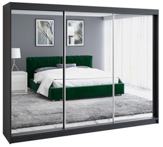 A&J MöbelLand Schwebetürenschrank ULMA 200 cm 3-türig Schrank 4 Schubladen 3 Spiegel