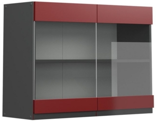 Vicco Glashängeschrank R-Line, Rot/Anthrazit, 80 cm J-Shape