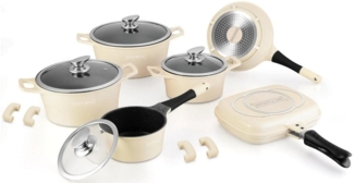 Kochtopf Kasserolle Bratpfannen Set 14-tlg Royalty Line cream RL-ES1015M