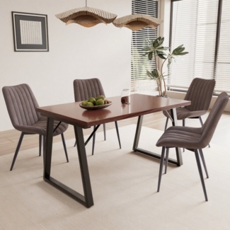 HOMAVO Essgruppe 5-teilig – Esstisch mit 4 Polsterstühlen, modern & vielseitig, 2-in-1 Essgruppe mit modernen Materialien und platzsparendem Design