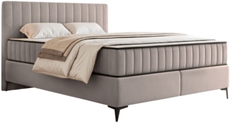 Selsey 'Mufasso' Boxbett 140x200 mit Bettkasten – wasserabweisender Velours, greige