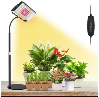 MUPOO Pflanzenlampe Vollspektrums Pflanzenlicht für Zimmerpflanzen,Höhenverstellbar, Ein Kopf, Grow Lampe Pflanzenleuchte mit Auto on/Off,6 dimmbare Helligkeit