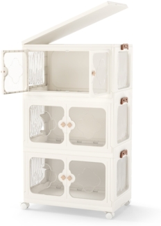 Aufbewahrungsbox mit Deckel & Rollen & transparenten Türen Faltbare Stapelboxen Ordnungsboxen 159 L