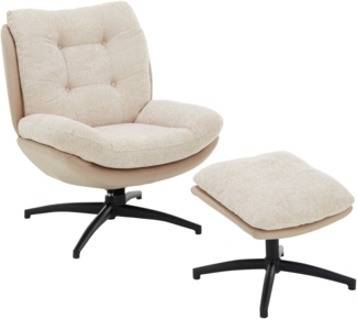 DIBBA Loungesessel inkl. Hocker - Cappuccino