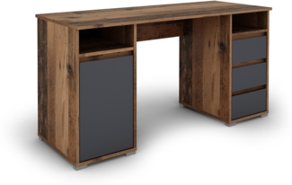 Schreibtisch >LOBO< in Old-Wood-Optik 138 x 75 x 55 cm (BxHxT)