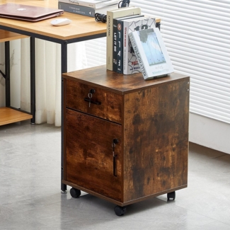 Ofcasa Aktenschrank Rollcontainer mobiler Büroschrank (1er Set) 1 abschließbare Schublade