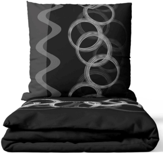 Leonado Vicenti Bettwäsche Baumwolle 135x200, 155x220, 200x200, 200x220 oder 240x220, Renforcé, 2 teilig, Wellen und Kreise mit Reißverschluss