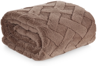 Wohndecke CARO Design91 Karierte Kuscheldecke ideales Geschenk Weiche warme Decke 70x160 cm dunkelbeige