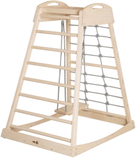 roba Indoor-Spielturm aus Holz inkl. Schaukel - Natur / Grau