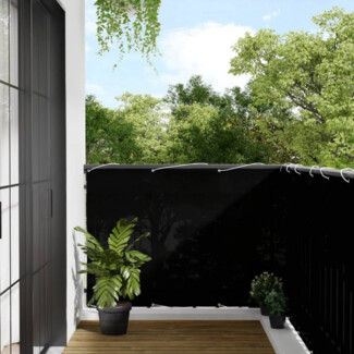 vidaXL Balkon-Sichtschutz Schwarz 120x800 cm 100 % Polyester-Oxford 4000376