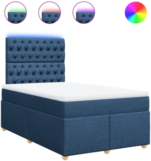 vidaXL Boxspringbett mit Matratze Blau 120x200 cm Stoff 3293560