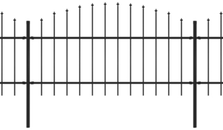 vidaXL Gartenzaun mit Speerspitze Stahl 1781,5 x 125 cm Schwarz 277730