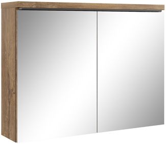 Badplaats Spiegelschrank Paso 80 x 60 cm Braun Eiche - Badezimmerschrank mit Spiegel und 2 Türen