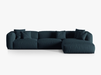 Micadoni Ecksofa Martina 3-Sitzer Strukturierter Stoff Jeansblau Rechts