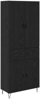 vidaXL Highboard 2 Stück Schwarz Eichen-Optik Ingenieurholz und Glas 3416197