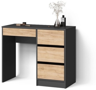 Livinity® Schminktisch Imola, Anthrazit/Goldkraft Eiche, ohne Spiegel