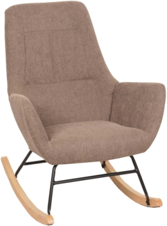 Schaukelstuhl HWC-N13, Schwingstuhl Relaxsessel Fernsehsessel, Massiv-Holz Metall Stoff/Textil 320g/m² ~ braun