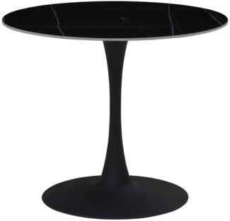 Hela Tische, Esstisch Rund Paola, Dekor Marmoroptik, Steinplatte-Sintered Stone 16mm Matt Schwarz, Maß Ø90x75 cm