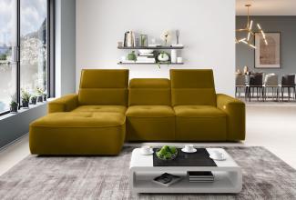 Stylefy Colton MINI Ecksofa Velours Gelb Links