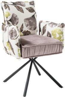 Armlehnstuhl JOELLE Stoffmix Flower Samt Esszimmer