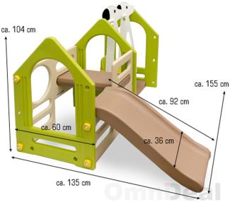 LittleTom Kinder Spielhaus mit Rutsche Schaukel 155x135 cm, ab 1 Jahr