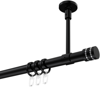 Gardinenstangen-Set Sonette Estana 540 cm (geteilt in 3x180 cm), 1-läufig, 20 mm Ø Schwarz