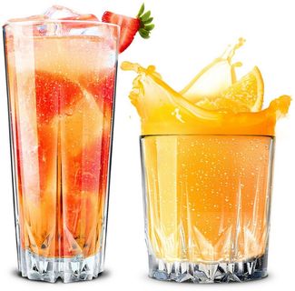 KONZEPT Gläser-Set 12 teilig, Trinkgläser, 6 Longdrinkgläser mit 6 kleine Wassergläser, 12-tlg, ideal als Saftgläser, Cocktailgläser und Kistallgläser für Whisky, Gin