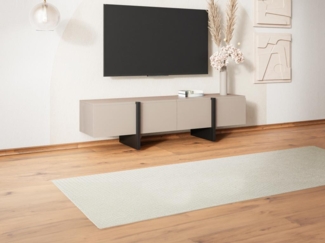 Vente-unique - TV-Möbel mit 4 Türen - MDF - Beige & Schwarz - LUVONIA