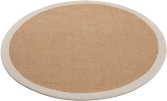 carpetfine Sisalteppich Sisal, rund, Höhe: 5 mm, mit farbiger Bordüre, Anti-Rutsch Rückseite