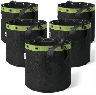 Novzep Anzuchttopf 5er-Pack 20L Wachstumsbeutel, Vliesstoff-Töpfe mit robusten Griffen