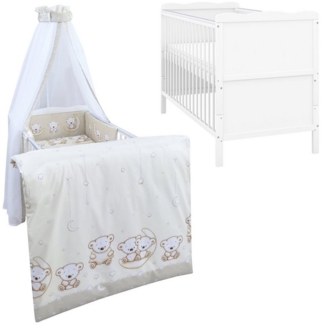 Baby-Delux Komplettbett Babybett Jack Komplettset, 10-tlg, Kinderbett 70x140 cm weiß, Bettset verschiedene Designs
