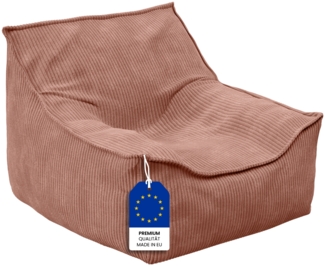 Bellabino 'Cleo' Sitzsack für Kinder aus Cord, mit EPS-Perlen-Füllung, terrakotta, Kindersitzsack mit abnehmbarem und waschbarem Bezug