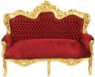 Casa Padrino Barock 2-er Sofa King Bordeaux / Gold - Barock Möbel