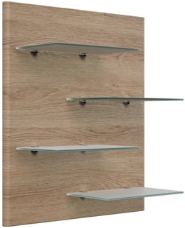 Wandregal Emotion 4 Glasablagen 52x60 cm Eiche hell : Weissmatt / Eiche hell