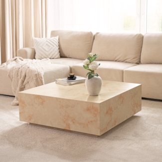 HOME DELUXE Couchtisch Marmor AMIRI XL - 95 x 95 cm Sandstein