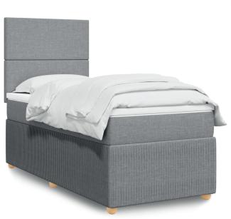 vidaXL Boxspringbett mit Matratze Hellgrau 100x200 cm Stoff 3294260