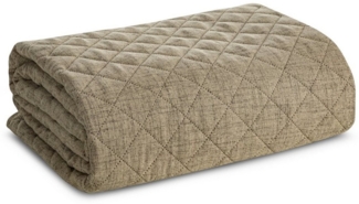 Eurofirany Tagesdecke LEINOPTIK, Karomuster Steppung Doppelbett Überwurf Einfarbig Grau Beige