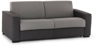 Dmora 3-Sitzer festes Sofa Larimar, Wohnzimmersofa aus gepolstertem Stoff, schmale Armlehnen, 100 % Made in Italy, 200 x 95 x 90 cm, Grau und Anthrazit