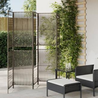 vidaXL Paravent 5-tlg. Grau Poly Rattan 365382