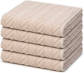 Ross Sensual Skin Zopf 4 tlg. Frottier-Set - 4 X Handtuch (50 X 100cm) - 500 g/m2 - Natur
