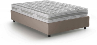 Dmora Alvise Doppelbett, Bettkasten mit Stoffbezug, 100 % Made in Italy, Öffnung vorne, inklusive Matratze 120 x 190 cm, Taupe