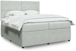 vidaXL Boxspringbett mit Matratze Hellgrau 200x200 cm Samt 3292424