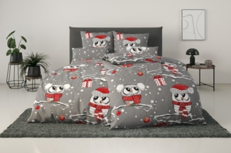 my home Bettwäsche Janina in Gr. 135x200 oder 155x220 cm, Linon, 2 teilig, 100% Baumwolle, viele Winterdesigns: Patchwork, Schneemann, Eule, Bär