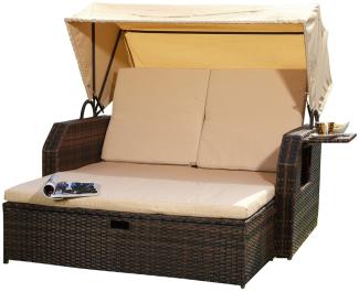 Rattan Sonnenbett Dach Rattan Braun Strandkorb Sonnenliege Liegebett Relaxliege