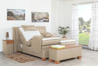Meisterbetten Boxspringbett Like 100x200 in MS-Nature, Matratzenbezug Nano, Ergoflex-Topper
