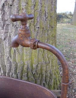 Deko-Impression Pflanzkübel Wanne mit Deko-Wasserhahn Eisenbottich Blumentopf Pflanzschale 36 cm (1 St)