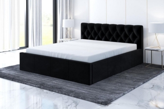 Polsterbett VOG 90x200 mit Matratze, Bettkasten und Lattenrost. Farbe: Schwarz 20