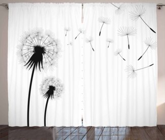 Abakuhaus Gardine Schlafzimmer Kräuselband Vorhang mit Schlaufen und Haken, Löwenzahn Seed weggeblasen Floral